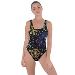 Gold Teal Snowflakes Gold Abstract Christmas Bring Sexy Back Swimsuit by Bedest