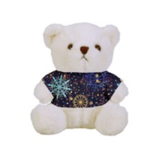 Gold Teal Snowflakes Gold Abstract Christmas Full Print Tee For Cuddly Teddy Bear by Bedest