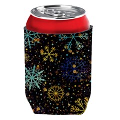 Gold Teal Snowflakes Gold Abstract Christmas Can Holder by Bedest