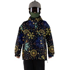 Gold Teal Snowflakes Gold Abstract Christmas Men s Ski And Snowboard Waterproof Breathable Jacket by Bedest