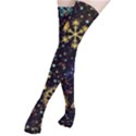 Gold Teal Snowflakes Gold Abstract Christmas Thigh High Stockings View2