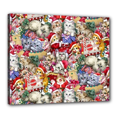 Pattern Kitten Christmas Canvas 24  X 20  (stretched) by Bedest