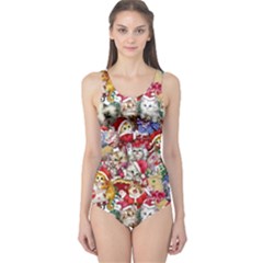 Pattern Kitten Christmas One Piece Swimsuit by Bedest