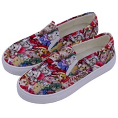 Pattern Kitten Christmas Kids  Canvas Slip Ons