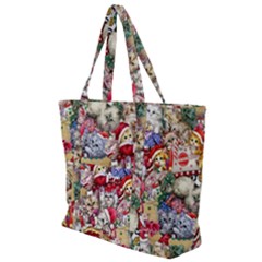 Pattern Kitten Christmas Zip Up Canvas Bag