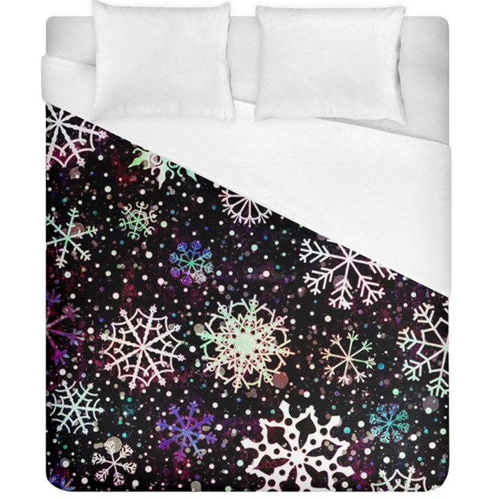 Shiny Winter Snowflake Abstract Christmas Cold Crystal December Duvet Cover (California King Size)