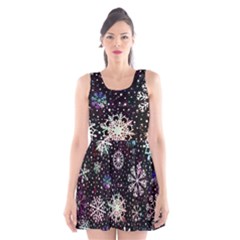 Shiny Winter Snowflake Abstract Christmas Cold Crystal December Scoop Neck Skater Dress by Bedest