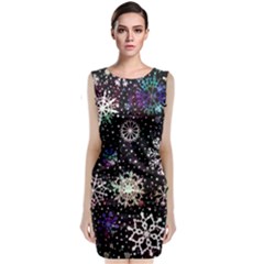 Shiny Winter Snowflake Abstract Christmas Cold Crystal December Sleeveless Velvet Midi Dress