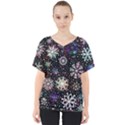 Shiny Winter Snowflake Abstract Christmas Cold Crystal December V-Neck Dolman Drape Top View1