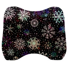 Shiny Winter Snowflake Abstract Christmas Cold Crystal December Velour Head Support Cushion