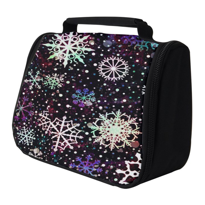 Shiny Winter Snowflake Abstract Christmas Cold Crystal December Full Print Travel Pouch (Small)