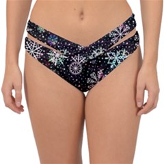 Shiny Winter Snowflake Abstract Christmas Cold Crystal December Double Strap Halter Bikini Bottoms by Bedest