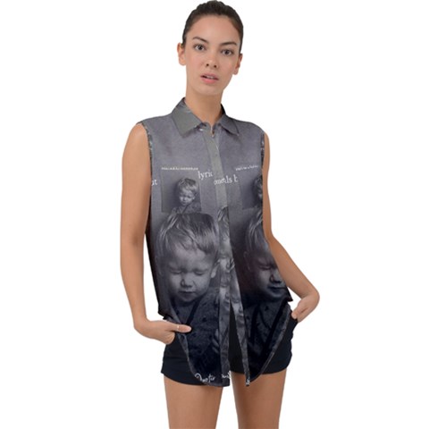 Feel Of Music Sleeveless Chiffon Button Shirt by Ajidj