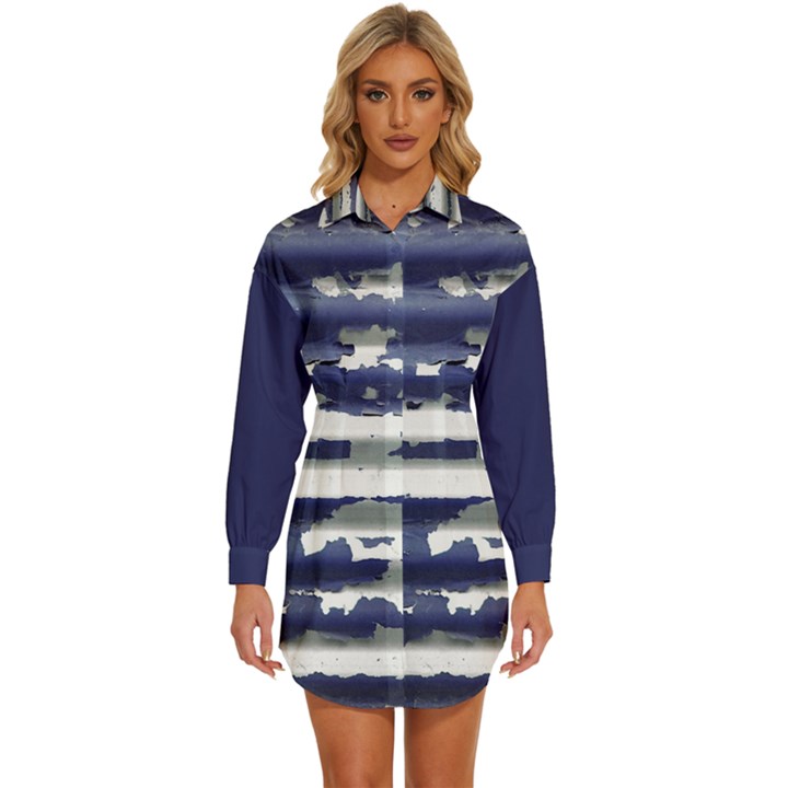 Metallic Rhythm Print Womens Long Sleeve Shirt Dress