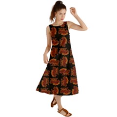 Fantasy skeleton dragon hand drawn motif pattern Summer Maxi Dress