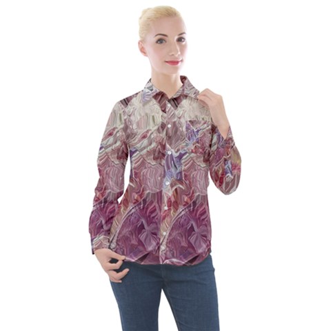 Hidden Heart Women s Long Sleeve Pocket Shirt by kaleidomarblingart