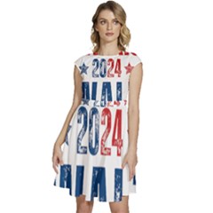 Kamala Harris 2024 Walz Cap Sleeve High Waist Dress