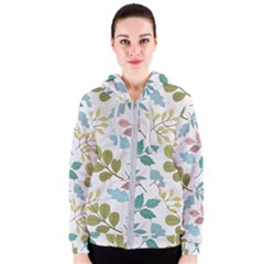 Leaf Pattern  Women s Zipper Hoodie