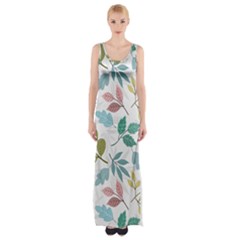 Leaf Pattern  Thigh Split Maxi Dress by Safari