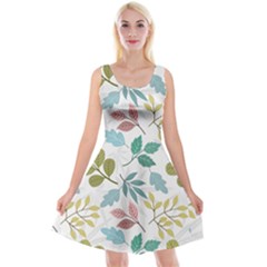 Leaf Pattern  Reversible Velvet Sleeveless Dress