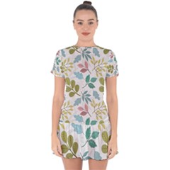 Leaf Pattern  Drop Hem Mini Chiffon Dress by Safari