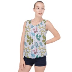 Leaf Pattern  Bubble Hem Chiffon Tank Top