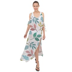 Leaf Pattern  Maxi Chiffon Cover Up Dress