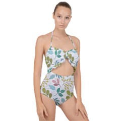 Leaf Pattern  Scallop Top Cut Out Swimsuit