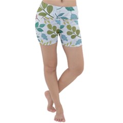 Leaf Pattern  Lightweight Velour Yoga Shorts by Safari