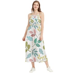 Leaf Pattern  Boho Sleeveless Summer Dress