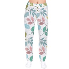 Leaf Pattern  Women Velvet Drawstring Pants