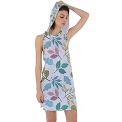 Leaf Pattern  Racer Back Hoodie Dress by Safari