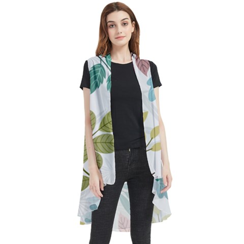 Leaf Pattern  Sleeveless Chiffon Waistcoat Shirt by Safari