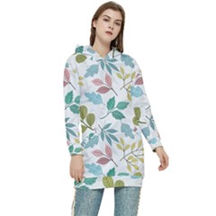 Leaf Pattern  Women s Long Oversized Pullover Hoodie