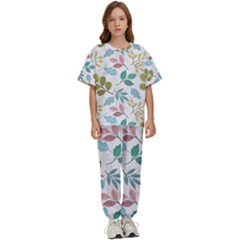 Leaf Pattern  Kids  T-shirt And Pants Sports Set