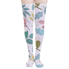 Leaf Pattern  Thigh High Stockings