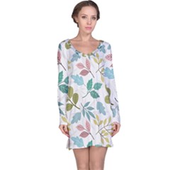 Leaf Seamless Pattern  Long Sleeve Nightdress