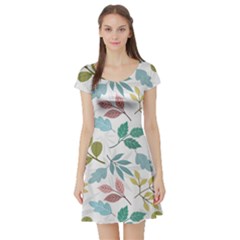 Leaf Seamless Pattern  Short Sleeve Skater Dress by Safari