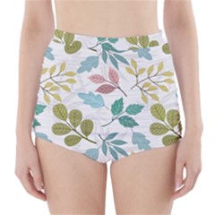 Leaf Seamless Pattern  High-waisted Bikini Bottoms