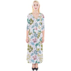 Leaf Seamless Pattern  Quarter Sleeve Wrap Maxi Dress by Safari