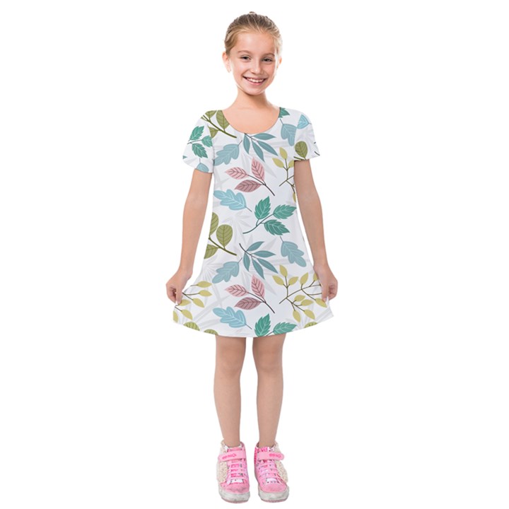 Leaf seamless pattern  Kids  Short Sleeve Velvet Dress