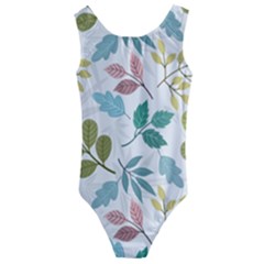 Leaf Seamless Pattern  Kids  Cut-out Back One Piece Swimsuit