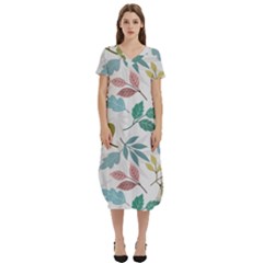 Leaf Seamless Pattern  T-shirt Midi Dress With Pockets by Safari