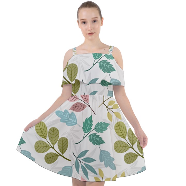 Leaf seamless pattern  Cut Out Shoulders Dress