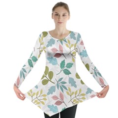 Leaf Seamless Pattern  Long Sleeve Tunic 