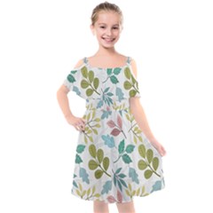 Leaf Seamless Pattern  Kids  Cut Out Shoulders Chiffon Dress by Safari