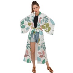 Leaf Seamless Pattern  Maxi Kimono