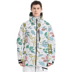 Leaf Seamless Pattern  Men s Multi Pockets Zip Ski And Snowboard Waterproof Breathable Jacket