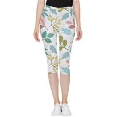 Leaf Seamless Pattern  Inside Out Lightweight Velour Capri Leggings  by Safari