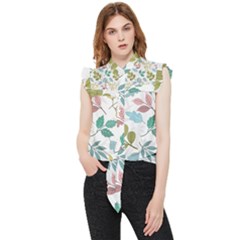 Leaf Seamless Pattern  Frill Detail Shirt by Safari